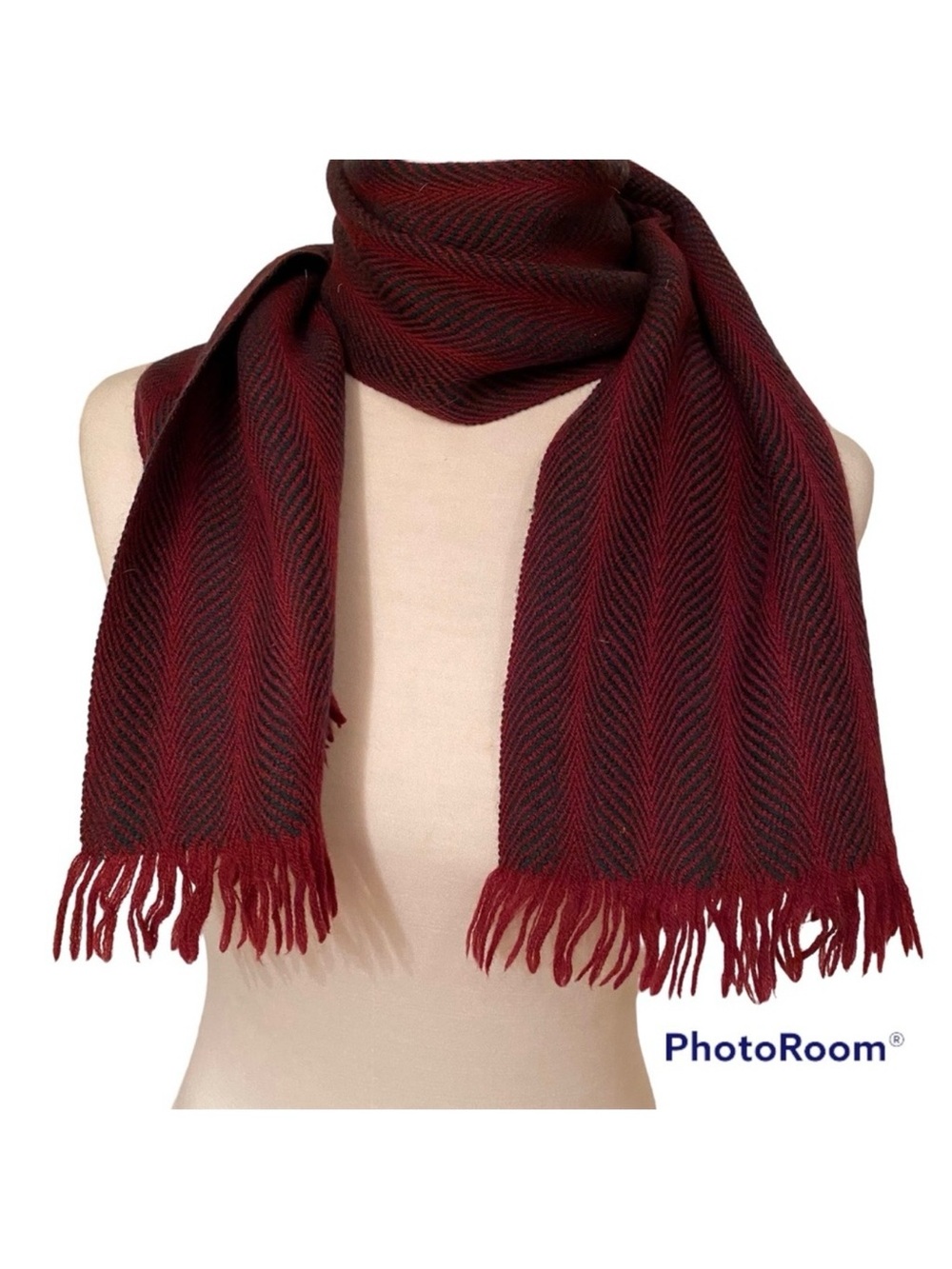 LISBETH MULCAHY SCARF RED BLUE HANDWOVEN IRELAND LONG RECTANGLE MUFFLER